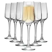 LAV 6 Piece Lal Champagne Flutes Set - Contemporary Stemware Glasses for Prosecco, Sparkling Wine - 230ml