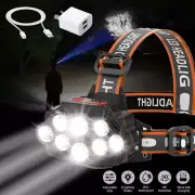 USB Rechargeable Head Light 8 LED Headlight Head Lamp Waterproof Head Torch