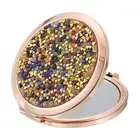 Small Round Folding Rose Gold Compact Mirror for Women(Yellow/Silver, 2.8")