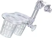 Aquarium Plant Holder - Clear Aquarium Plant Basket with Hole - Fish Tank Decoration, Adjustable Hydroponic Double Cups, Aquatic Accessories for Cultivation