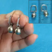Tahitian Pearl; 22 D/VVS1 Solid Silver 925 Euro Back Dangle Earrings TPJ