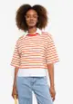 Crew Neck Striped Cotton Women T-Shirt