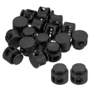 60Pcs 0.6" Dia Cord Locks Double Hole Cord Fastener Black