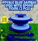 Tupperware New Royal Blue Plastic Sambal Dish 110ml (2) Set With Spoon Set