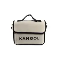 在飛比找蝦皮商城優惠-KANGOL 側背帆布包 掀蓋式 米白/黑色滾邊 62251