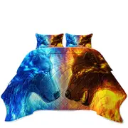 Cool Animals Fire and Ice Wolves Coverlet
