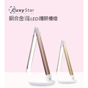 Luxy Star樂視達 鋁合金材質 LED護眼檯燈 USB輸出孔另幫手機充電 炫燦金 玫瑰金