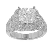 5.04 ct. TW Princess Diamond Engagement Accented Ring 18-kt White Gold