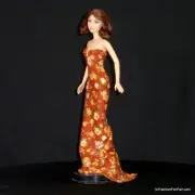 Beaded Handmade 4 Barbie dress clothes doll Gown Brown Silkstone Fashionista MTM