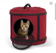 K&H Mod Capsule Red Pet Carrier For Cats Small Dogs Sturdy Mesh Door Safe Travel