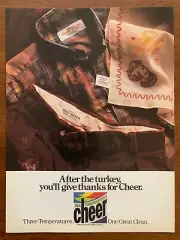 1985 Cheer Laundry Detergent Vintage Print Ad/Poster Thanksgiving Holidays Décor