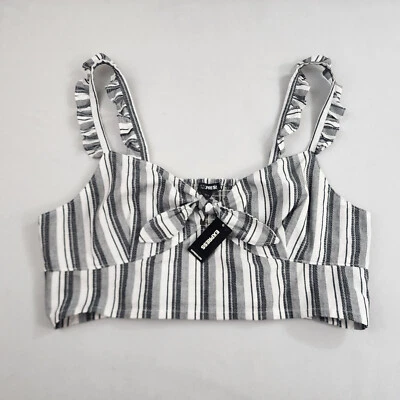 Express Top Blouse Womens Extra Large XL Grey White Cotton $44 Ladies