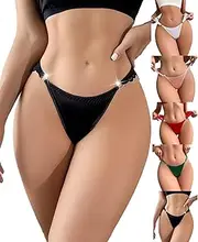 [abandi] Women's Satin Lace Thong Panties Silkly G-String Thongs Sexy Lace Underwear Shiny Tanga Briefs