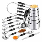 Measuring Cups & Spoons Set of 16, Stainless Steel 8 Nesting Measure Cups Set...