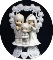 Wedding Cake Topper Precious Family Bride Groom Son Child Figurine Porcelain