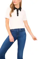 CeCe Contrast Polo Neck Tee
