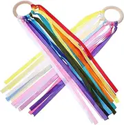 ERINGOGO 2pcs Rainbow Ribbon Wooden Toys Hand Kite Streamers Sensory Toy for Boys and Girls