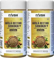 IYUSH Herbal Ayurveda Amla Reetha Shikakai 13 Herbs In One Hair Pack Powder For Hair Growth And Daily Natural Hair Wash - (pack of 2) 100 gm each