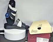 Bass Devin Women's Black Leather Wedge Sandals Size 7 M NWT