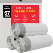 Small Trash Bags 4 Gallon Trash Bags Drawstring - 57 White Unscented Small Garba