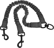 BELLIFFY 160G Double End Reflective Dog Leash for Pets Durable Elastic Design for Safe Outdoor Walking Portable Two Dog Training Leash Deep Grey