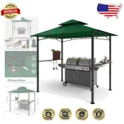 Elegant 8'x5' Outdoor Grill Canopy with Rustproof Frame & LED Illumination
