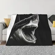 [LZQPOEAS] Ultra-Soft Micro Fleece Blanket Black Shark Head Throw Blanket Warm Fuzzy Plush Blanket Lightweight Flannel Throw Blankets Sofa Bed 40"x30" Soft Cozy Microfiber Blanket for All Season