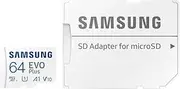 SAMSUNG EVO Plus 64GB w/SD Adaptor Micro SDXC, Up-to 130MB/s, Expanded Storage for Gaming Devices, Android Tablets and Smart Phones, Memory Card