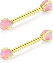 [Xpircn] Titanium Nipple Rings 14 Gauge Nipple Piercing Jewelry 1 Pair, Silver/Gold