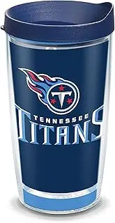 Tervis 1317651 NFL Tennessee Titans - Blitz Stainless Steel Insulated Tumbler with Navy with Gray Lid Navy Blue Lid 16 oz - Tritan Clear