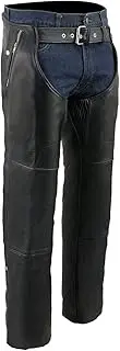 Milwaukee Leather Chaps for Men's Black Naked Leather Snap Out Thermal Lined - Four Pockets Motorcycle Chap- ML1191-2X-Large