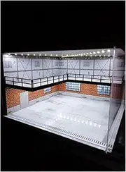 Alloy Car Model Toy Display Stand 1/64 alloy car model exhibition hall small scale car model st&or&ag&e display cabinet iron shed red brick garage scene double-layer model exhibition hall Car Garage P