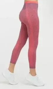 Spanx Seamless Sculpt Leggings Spacedye Coral Punch Size Large Workout Gym NEW