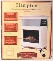 Hearth Trends Hampton Electric Stove Heater Fireplace Artificial Logs Black