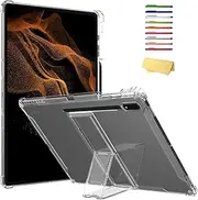 [UUCOVERS] Clear Case for Samsung Galaxy Tab S9 Ultra 2023/ S8 Ultra 14.6 Inch 2022 Model (SM-X910/X916B/X918U/X900/X906) with S Pen Holder/Kickstand Transparent Soft TPU Back Shockproof Cover, Clear