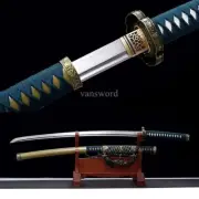Real Japanese Tachi 9260 Spring Steel Sword Battle Ready With Golden Scabbard.