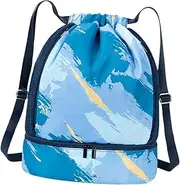 Fruusv Swim Equipment Bag,Gym Drawstring Backpack | Ergonomic Drawstring Bag with Dry and Wet Separation for Fitness, Travel, Pool, Swimming