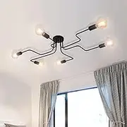 OYIPRO Ceiling Light Fitting, 6-Light Chandelier Lamp, Creative Ceiling Lighting Fixture, E27 Base Black for Dining Room Kitchen Bedroom…