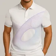 Men's Geometic Line Polo Short Sleeve Turndown Casual Daily Modern Sports Outdoor Athleisure Buttons Pocket Summer Violet White