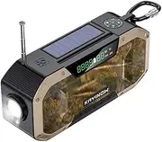 Emergency Solar Hand Crank Weather Radio, 5000mAh Power Bank Charger Flash Light Outdoor Emergency Radio with Bluetooth Speaker(Camouflage)