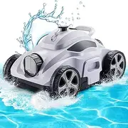 Cordless Robotic Pool Cleaner, Robotic Pool Cleaners, Automatic Pool Vacuum, Powerful Suction,with Top Handle and Filter, Dual-Motor, Ideal for Above/In Ground Flat Pool