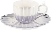 DOITOOL Ceramic Tea Cups and Saucers Set, 1PCS Bone China Tea Set Ceramic Shell Coffee Cup Set for Tea Party, Cafe, Coffee Mug Set for Drinking Water Beverage Milk Tea