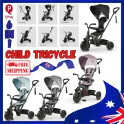 Q Play Elite 6In1 Kids Children Tricycle Toddler Stroller Trike Bike Ride On Toy