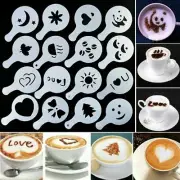 Coffee DIY SS Steel Art Pen Needle Coffee Latte Barista Template Stencils x16