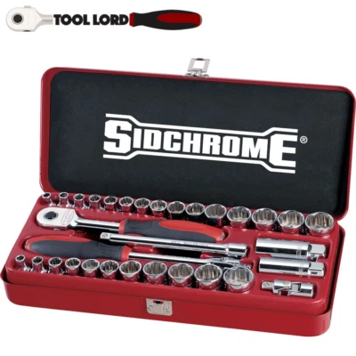 Sidchrome 32Pce 3/8" Drv Socket Set Metric AF 6-22mm 1/4-7/8" Tool Kit SCMT13105