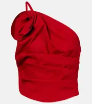 [Magda Butrym] Magda Butrym Floral-appliqué one-shoulder top AU 14 red