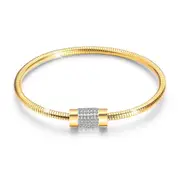 Barrel Clasp Snake Chain Bracelet Gold