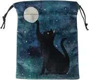 WWHJR Drawstring Bag Flannelette Jewelry Dices Board Game Bag Wedding Gifts Packaging Tarot Storage Bag Black cat double-sided velvet bag velvet tarot bag