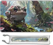 MTG Playmat (Stitched) Size 24x14in Including Storage Bags - Ideal for Card Game Enthusiasts TCG Playmat Mouse Pad with Card Zones (No Zone,Mushroom Frog)