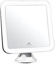 Fancii Lighted Magnifying Mirror, Natural Daylight LED Makeup Mirror - 6.5" Wide, Cordless, Locking Suction Cup, 360° Rotation, Bathroom Magnified Vanity Mirror for Home or Travel - Mira (10X)